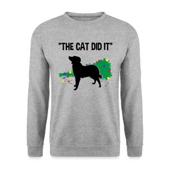 Hund Unschuldig Weihnachtsbaum Katzenstreich - Unisex Pullover - Weißgrau meliert - Vorne - Alina (178cm) & Michal (187cm)