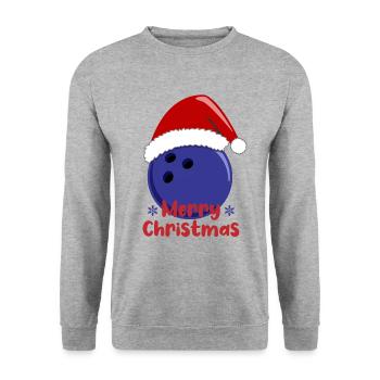 Merry Christmas Bowling Joy Blue Ball - Unisex Sweatshirt - salt & pepper - Front - Alina (178cm) & Michal (187cm)