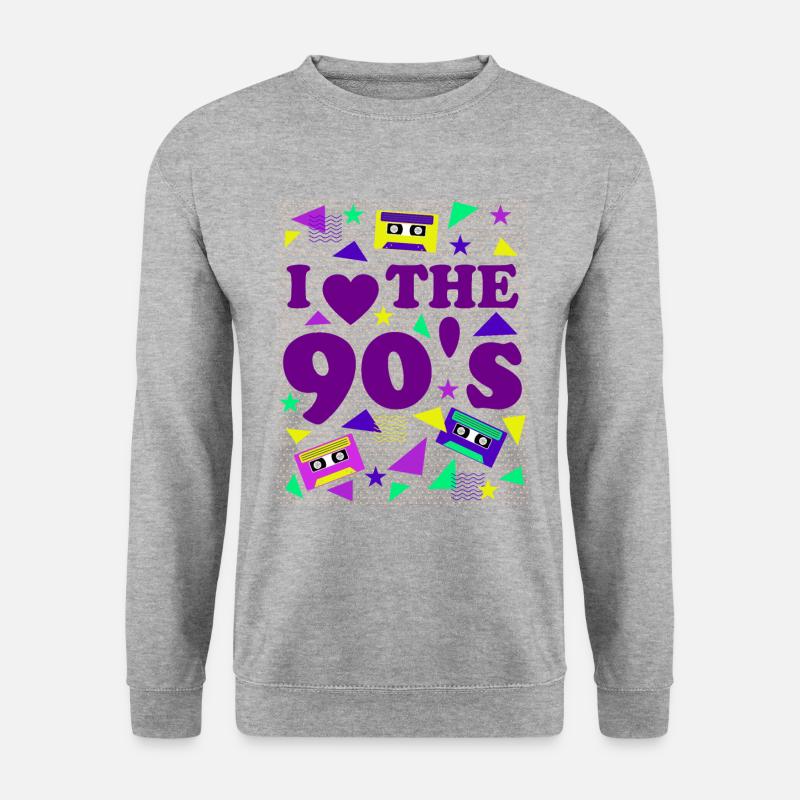 90er Jahre Liebe Purpur Retro Look - Unisex Pullover - Weißgrau meliert