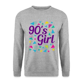 Rétro des années 90 Girl Power Style Pop Culture - Sweat-shirt Unisexe - gris chiné - Devant - Alina (178cm) & Michal (187cm)