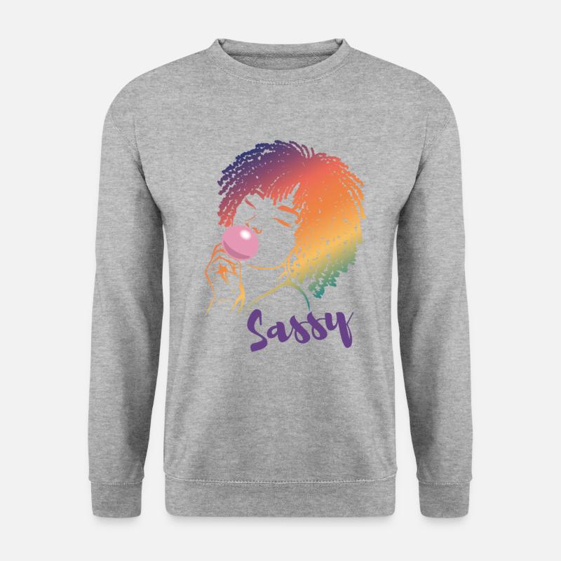 Sassy Chic with Afro Charm - Unisex Sweatshirt - salt & pepper
