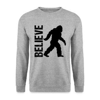 Believe Bigfoot Existenz Geheimnis Geschenk - Unisex Pullover - Weißgrau meliert - Vorne - Alina (178cm) & Michal (187cm)