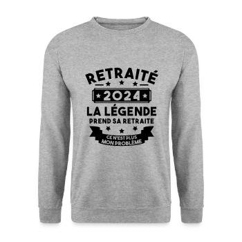Retraité 2024 Pour Homme Femme Départ Retraite - Sweat-shirt Unisexe - gris chiné - Devant - Alina (178cm) & Michal (187cm)