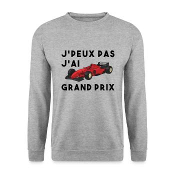 Je peux pas j ai grand prix - Sweat-shirt Unisexe - gris chiné - Devant - Alina (178cm) & Michal (187cm)