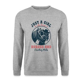 Pferdeliebe - Ein Lebensgefühl - Unisex Pullover - Weißgrau meliert - Vorne - Alina (178cm) & Michal (187cm)
