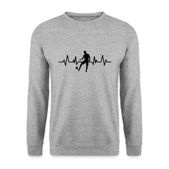 Football Heartbeat Heartbeat Gift - Unisex Sweatshirt - salt & pepper - Front - Alina (178cm) & Michal (187cm)