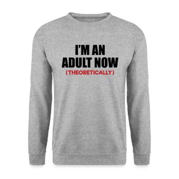 Theoretisch Partyexperte Lustiger Spruch - Unisex Pullover - Weißgrau meliert - Vorne - Alina (178cm) & Michal (187cm)
