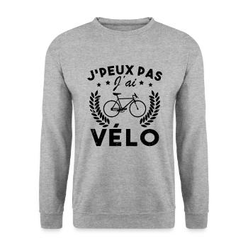 Ich kann kein Fahrrad haben - Unisex Pullover - Weißgrau meliert - Vorne - Alina (178cm) & Michal (187cm)