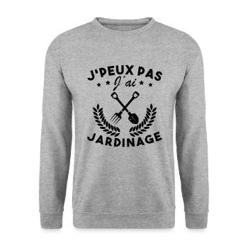 Ich kann nicht, ich habe Gartenarbeit - Unisex Pullover - Weißgrau meliert - Vorne - Alina (178cm) & Michal (187cm)