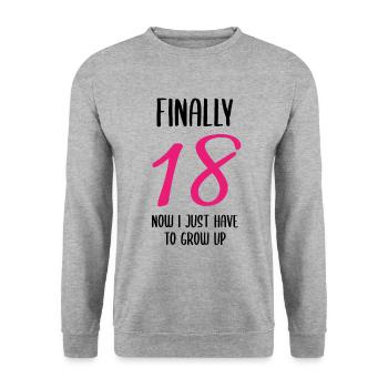 Offiziell Erwachsen - Und nun? - Unisex Pullover - Weißgrau meliert - Vorne - Alina (178cm) & Michal (187cm)