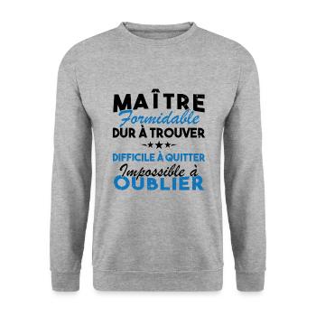 Maître formidable, Cadeau Maître école - Sweat-shirt Unisexe - gris chiné - Devant - Alina (178cm) & Michal (187cm)