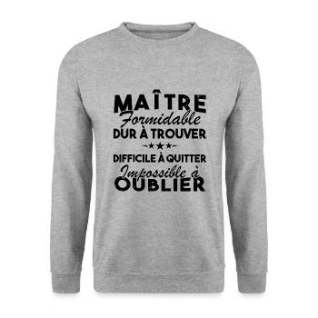 Maître formidable, Cadeau Maître école - Sweat-shirt Unisexe - gris chiné - Devant - Alina (178cm) & Michal (187cm)