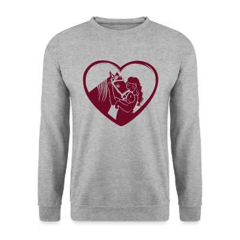 Liens de coeur cheval et fille - Sweat-shirt Unisexe - gris chiné - Devant - Alina (178cm) & Michal (187cm)