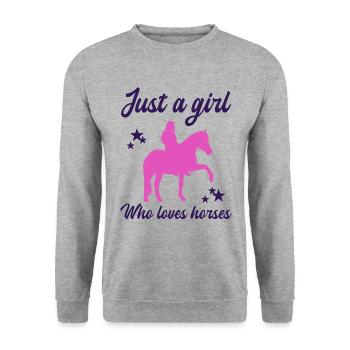 Ciel étoilé Cavalier Amour Chevaux - Sweat-shirt Unisexe - gris chiné - Devant - Alina (178cm) & Michal (187cm)