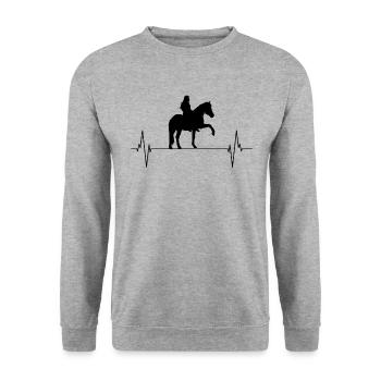 Reiterherz Pferdeliebe Lebensfreude Pur - Unisex Pullover - Weißgrau meliert - Vorne - Alina (178cm) & Michal (187cm)