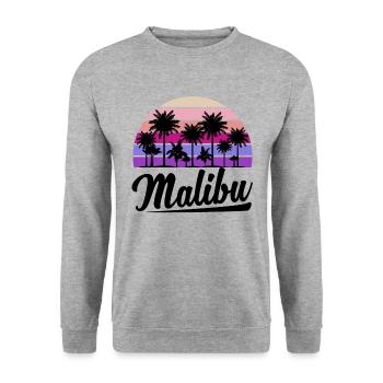 Retro Malibu Sonnenuntergang Relax - Unisex Pullover - Weißgrau meliert - Vorne - Alina (178cm) & Michal (187cm)
