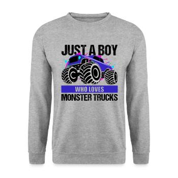 Boys Monster Truck Passion Gift - Unisex Sweatshirt - salt & pepper - Front - Alina (178cm) & Michal (187cm)