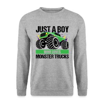 Boys Monster Truck Passion Gift - Unisex Sweatshirt - salt & pepper - Front - Alina (178cm) & Michal (187cm)