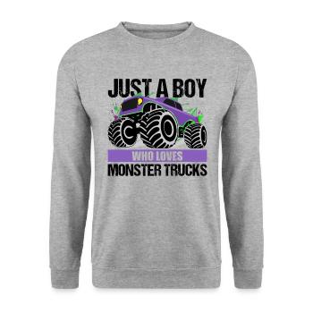 Boys Monster Truck Passion Gift - Unisex Sweatshirt - salt & pepper - Front - Alina (178cm) & Michal (187cm)