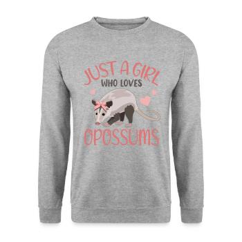 Opossum Herzchen Mädchen Geschenkidee - Unisex Pullover - Weißgrau meliert - Vorne - Alina (178cm) & Michal (187cm)