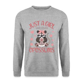 Girl Opossum Love Heart Motif - Unisex Sweatshirt - salt & pepper - Front - Alina (178cm) & Michal (187cm)