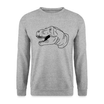 Retro T-Rex Dino Neon Outfit Gift - Unisex Sweatshirt - salt & pepper - Front - Alina (178cm) & Michal (187cm)
