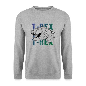 T-Rex Wortwitz Retro Look Geschenk - Unisex Pullover - Weißgrau meliert - Vorne - Alina (178cm) & Michal (187cm)