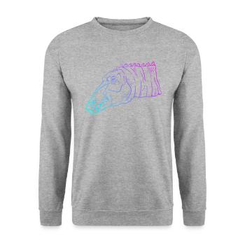 Neon Dino Geometry Art Gift - Unisex Sweatshirt - salt & pepper - Front - Alina (178cm) & Michal (187cm)