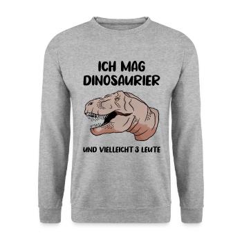 Majestätischer T-Rex König der Dinos - Unisex Pullover - Weißgrau meliert - Vorne - Alina (178cm) & Michal (187cm)
