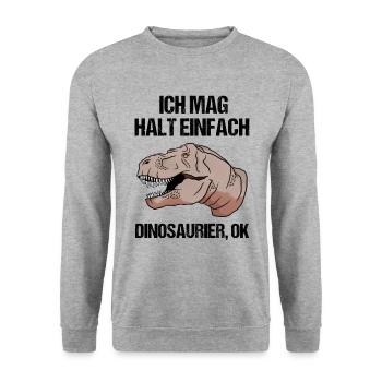 Einfach Dino-Liebe Geschenk - Unisex Pullover - Weißgrau meliert - Vorne - Alina (178cm) & Michal (187cm)