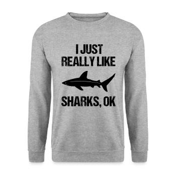 Cadeau de fan Easy Sharks - Sweat-shirt Unisexe - gris chiné - Devant - Alina (178cm) & Michal (187cm)