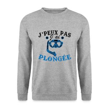 Je Peux Pas J ai Plongée Humour Cadeau - Sweat-shirt Unisexe - gris chiné - Devant - Alina (178cm) & Michal (187cm)