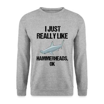 Hammerhead Shark Enthusiast Clear & Direct - Unisex Sweatshirt - salt & pepper - Front - Alina (178cm) & Michal (187cm)