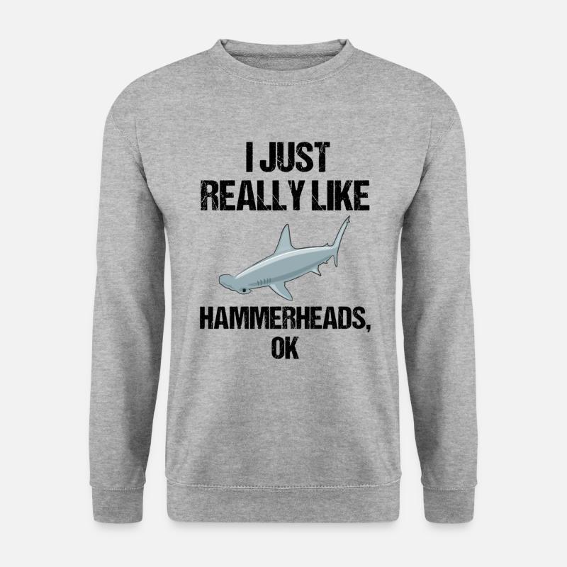 Hammerhai Enthusiast Klar & Direkt - Unisex Pullover - Weißgrau meliert