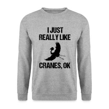 Simply Cranes Lover Statement - Unisex Sweatshirt - salt & pepper - Front - Alina (178cm) & Michal (187cm)