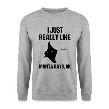 Simple Manta Ray Lover Clarity - Unisex Sweatshirt - salt & pepper - Front - Alina (178cm) & Michal (187cm)
