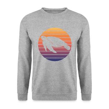 Tortue De Mer Silhouette Coucher De Soleil - Sweat-shirt Unisexe - gris chiné - Devant - Alina (178cm) & Michal (187cm)