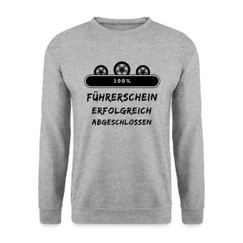 Freie Fahrt: Glückwunsch zum Führerschein - Unisex Pullover - Weißgrau meliert - Vorne - Alina (178cm) & Michal (187cm)