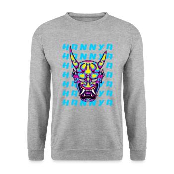Hannya Mask Neon Demon Japan Art - Unisex Sweatshirt - salt & pepper - Front - Alina (178cm) & Michal (187cm)