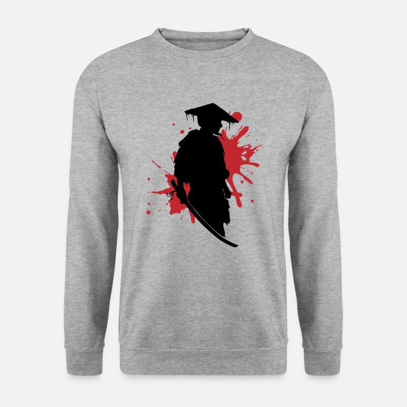 Samurai Kampfgeist Tinte Splash Kunst - Unisex Pullover - Weißgrau meliert