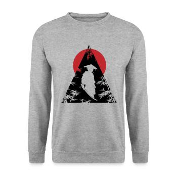 Samurai Guardian Stylish Simplicity - Unisex Sweatshirt - salt & pepper - Front - Alina (178cm) & Michal (187cm)