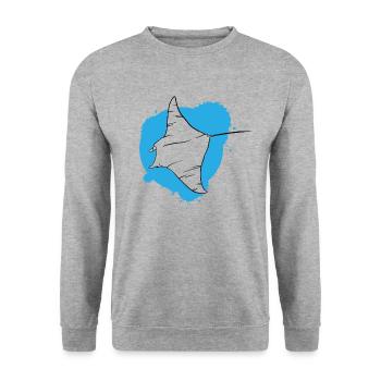 Rochen im Riff Ozeanischer Geist Geschenk - Unisex Pullover - Weißgrau meliert - Vorne - Alina (178cm) & Michal (187cm)