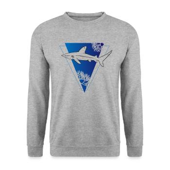 Deep Sea Triangle Shark Mysticism Gift - Unisex Sweatshirt - salt & pepper - Front - Alina (178cm) & Michal (187cm)