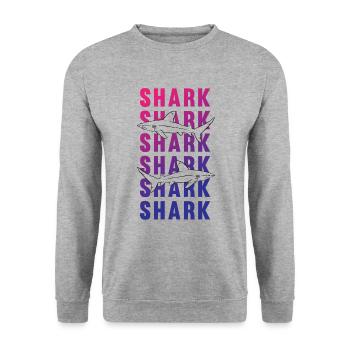 Stolzer Hai Meerestiefe Entdecker Geschenk - Unisex Pullover - Weißgrau meliert - Vorne - Alina (178cm) & Michal (187cm)