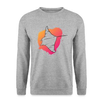 Bunter Rochen Aqua Kunstwerk Geschenk - Unisex Pullover - Weißgrau meliert - Vorne - Alina (178cm) & Michal (187cm)
