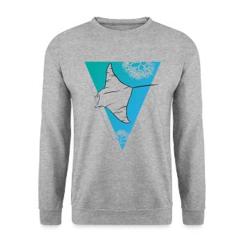 Manta Ray Korallenriff Abenteuer - Unisex Pullover - Weißgrau meliert - Vorne - Alina (178cm) & Michal (187cm)