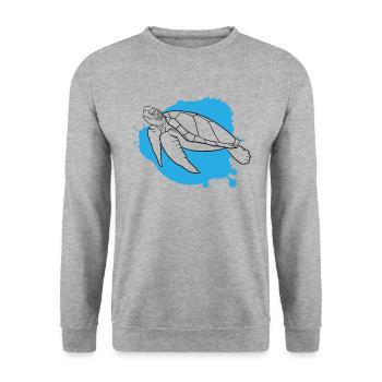 Ocean Wave Turtle Freedom Gift - Unisex Sweatshirt - salt & pepper - Front - Alina (178cm) & Michal (187cm)