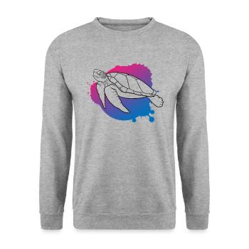 Ocean Wave Turtle Freedom Gift - Unisex Sweatshirt - salt & pepper - Front - Alina (178cm) & Michal (187cm)