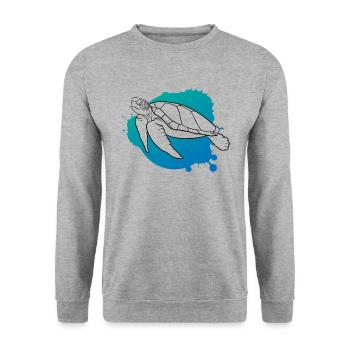 Ocean Wave Turtle Freedom Gift - Unisex Sweatshirt - salt & pepper - Front - Alina (178cm) & Michal (187cm)