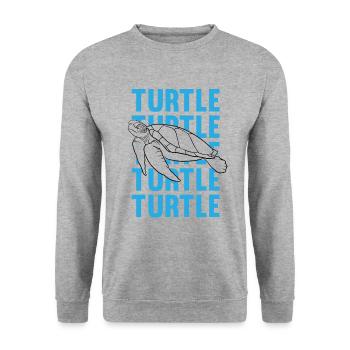 TURTLE Schattenbild Wortkunst Geschenk - Unisex Pullover - Weißgrau meliert - Vorne - Alina (178cm) & Michal (187cm)